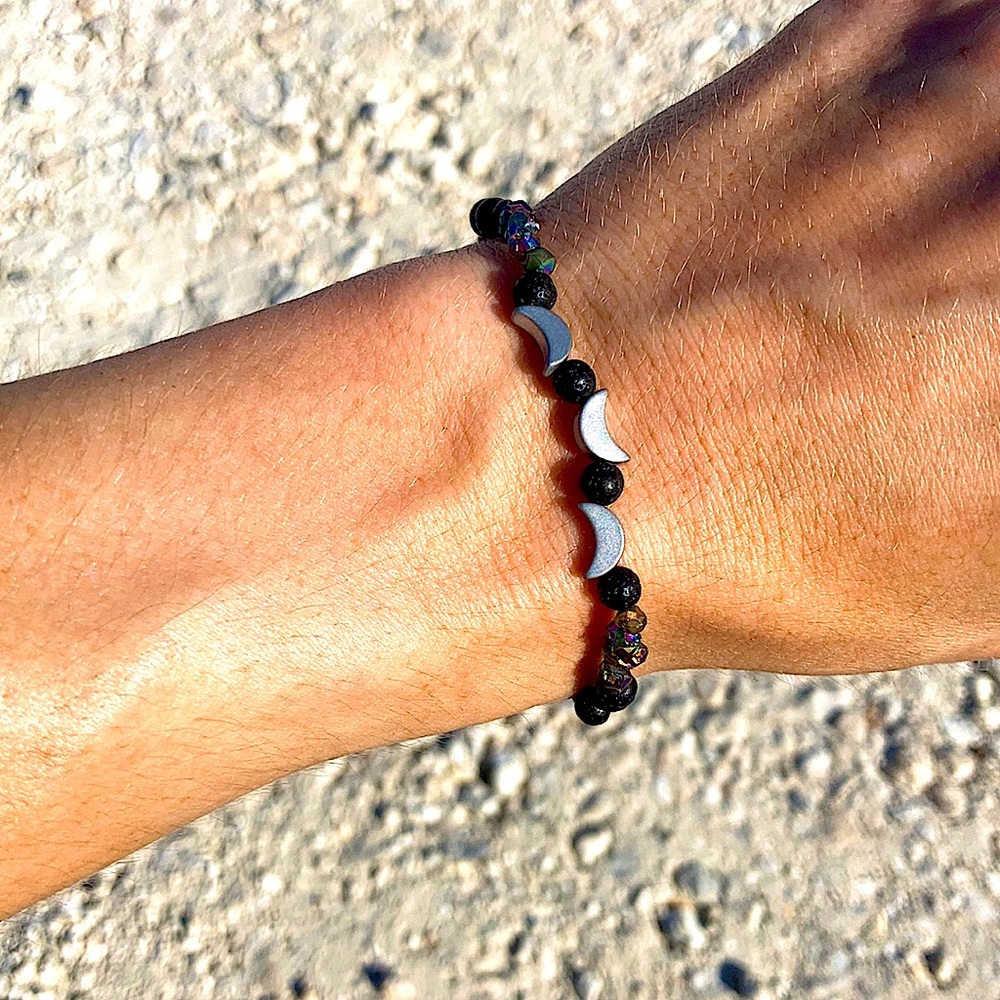 Stackable Hematite Moon Bracelet - Picture 6 of 10